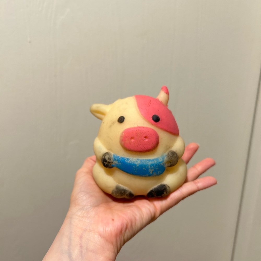Adorable Cream and Pink Cow Toy